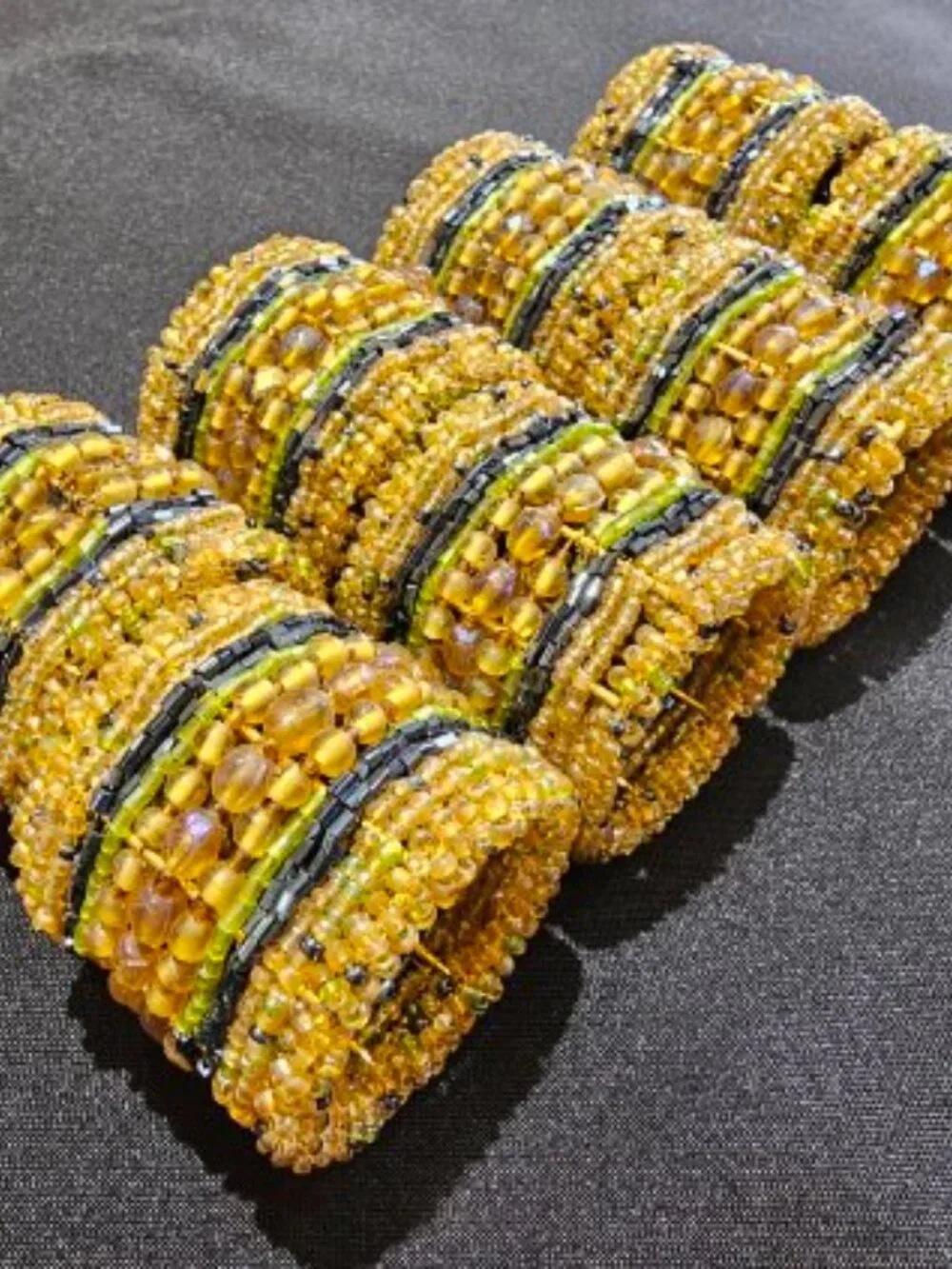 Set of #8 Sateen Napkins, Sage Green + Set of #8 Beaded Napkin Rings